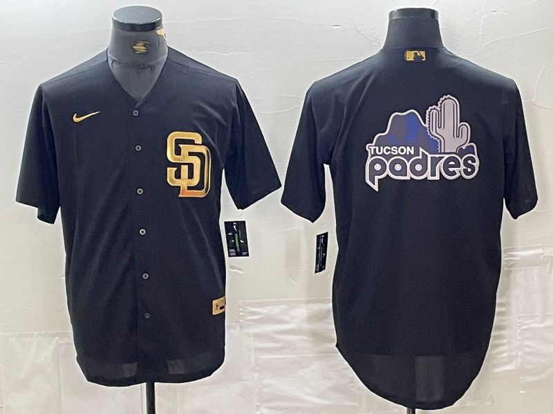 Men San Diego Padres Blank Black gold 4 th generation Nike 2024 MLB Jersey style 3